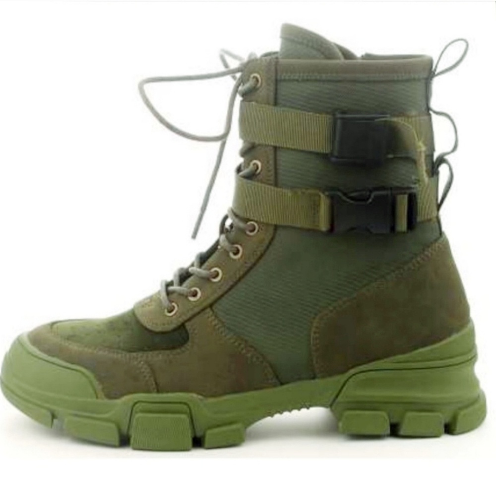 Last Size 11🖤Military Buckled LaceUp Combat Flatf - Picture 2 of 8